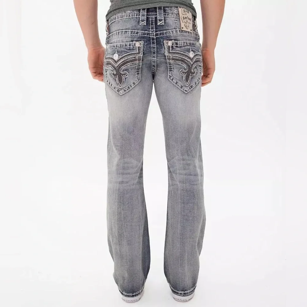 Rock Revival Men's Distressed Blue Jeans